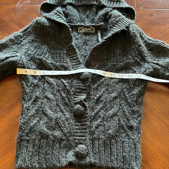 Guess Size XS Gray Hooded Cardigan Sweater Y2K Crop Waist - Picture 9 of 11